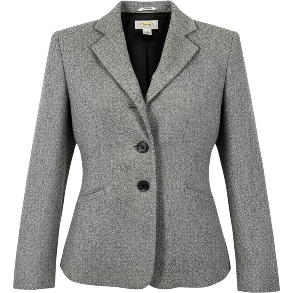 Talbots Blazer Jacket Womens 4P Gray Wool Notch Lapel Formal Career Office